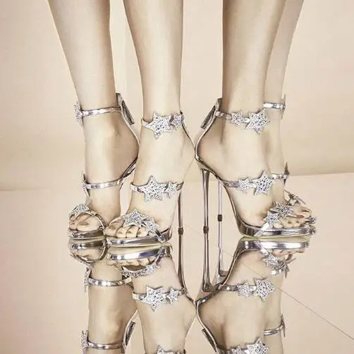 Crystal Stars Rhinestone High Heels Sandals Catwolk Gladiator Sandals Platform Women Sandals Summer Shoes Woman Pumps Sandalias  (14)