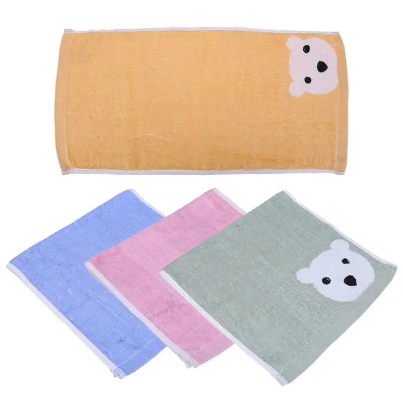 Cartoon Children Face Towels Baby Soft Cotton Bear Pattern Breathable Fiber Clean Bath Towels