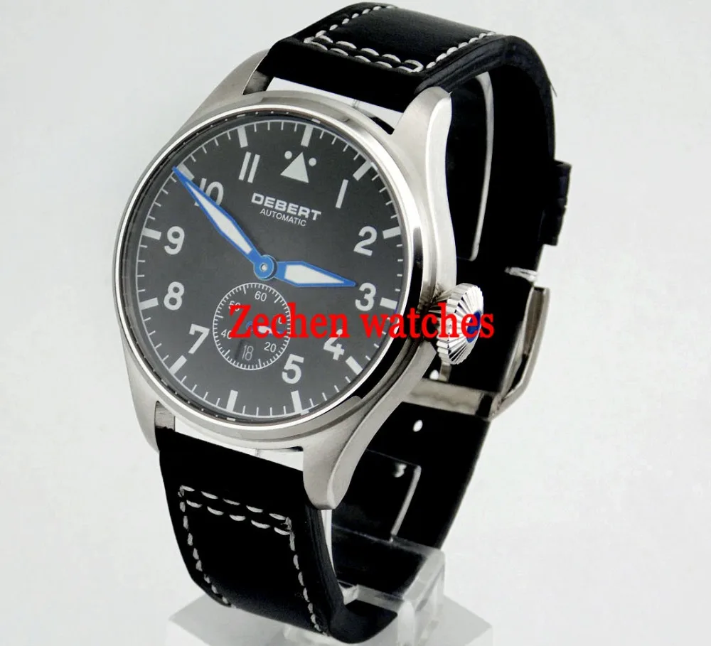 Debert 42mm Black Dial Luminous Sapphire Glass Automatic Date Day Men Watch 1910 Debert 42mm Black Dial Luminous Sapphire Glass Automatic Date Day Men Watch 1910