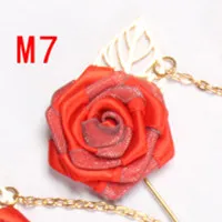 BoYuTe 10 шт. дизайн ткань цветок брошь роза с цепочкой Мужская Свадебная брошь "Роза" булавки - Окраска металла: M7