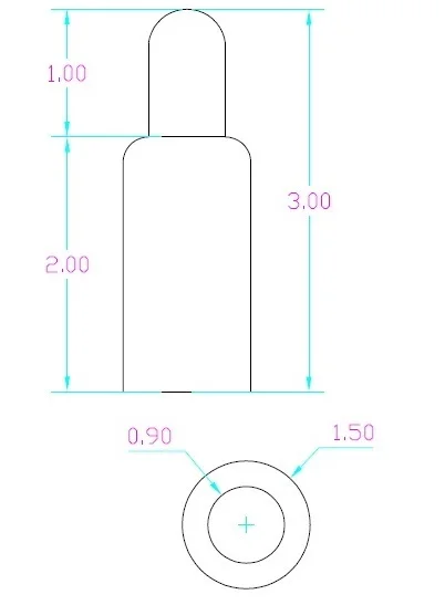 

10pcs Miniature Spring Loaded Pogo Pin Connector Diameter 1.5 mm x 3.0 mm height Machined Single Pin 1u 50g force No Fange