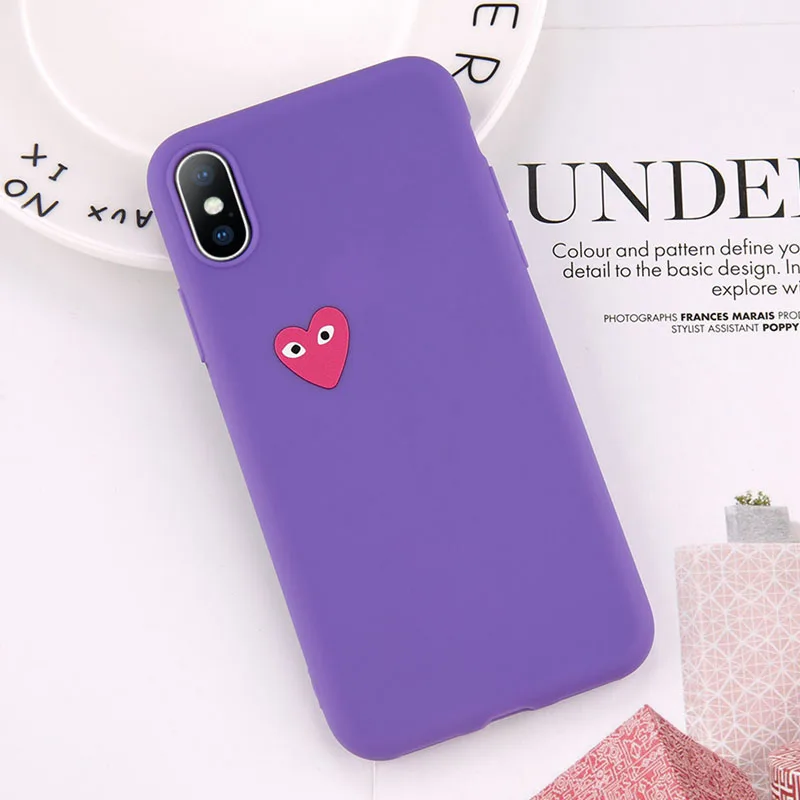 3461 Purple Lovebay фиолетовый чехол для телефона для Iphone XS Max XR X 7 6 6S 8 Plus Love Heart shape Lucky с принтом мягкий чехол-накладка - Цвет: 3461 Purple