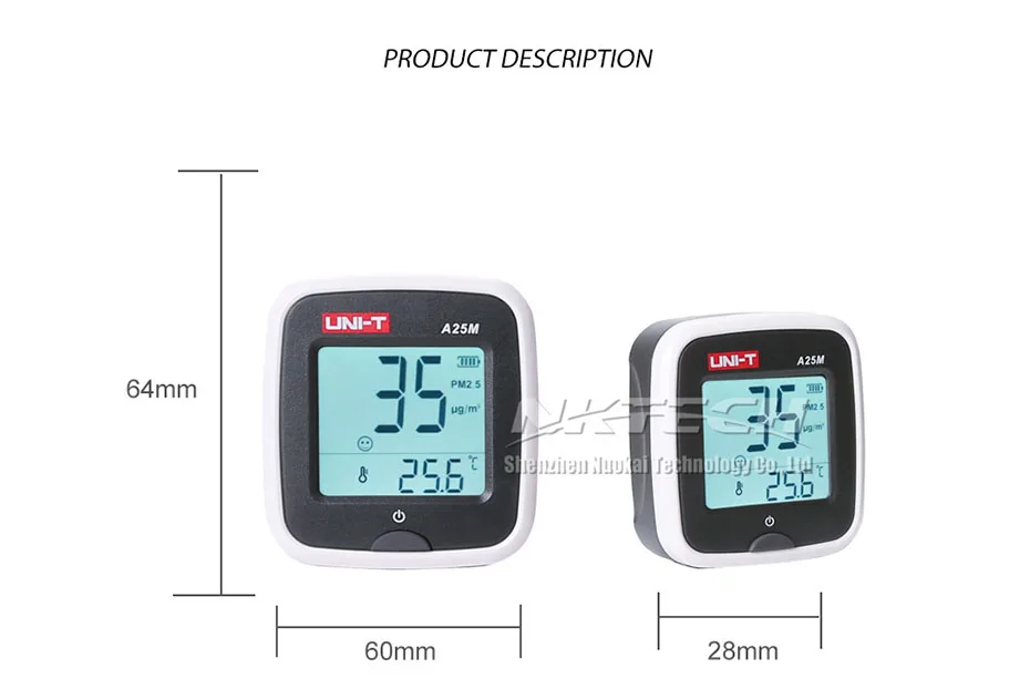 UNI-T детектор качества воздуха A25F A25D A25M формальдегид PM2.5 монитор метр Лазерная Температура Влажность Крытый полимерный аккумулятор