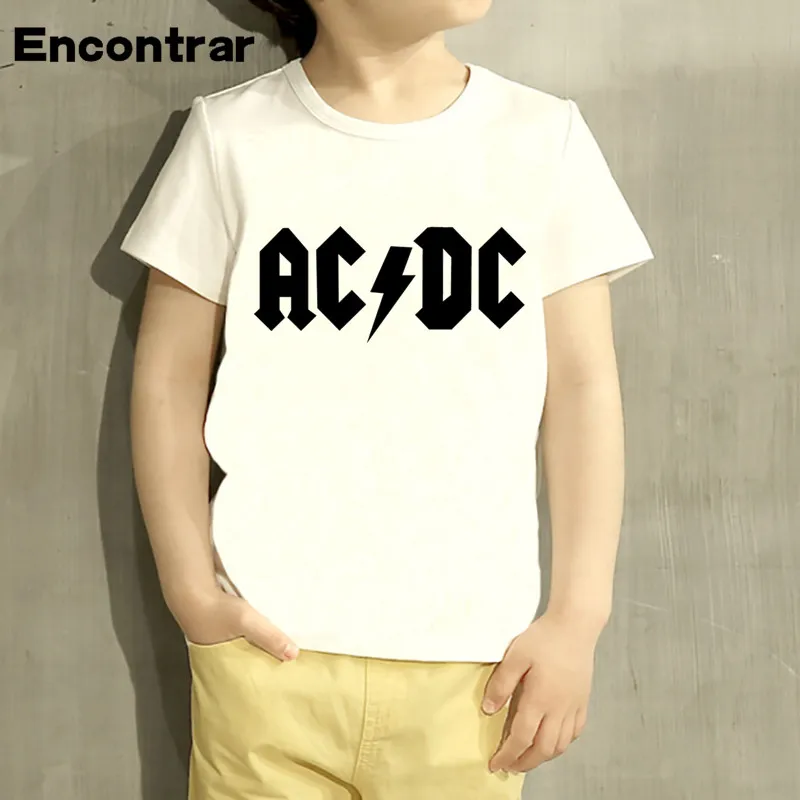 Детская футболка с принтом в виде рока AC/DC топы короткими рукавами для маленьких