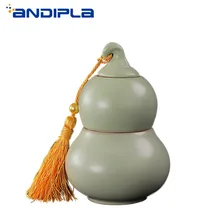 Креативная форма тыквы чай Caddy Celadon Ru печи контейнеры для чая двухслойные Герметичные банки с крышкой кофе пряная еда бутылка керамическая канистра