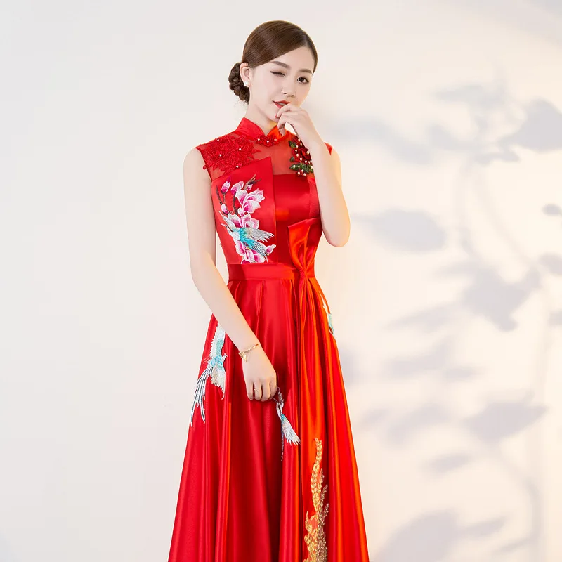 Современные Cheongsam Сексуальные Qipao женские длинные традиционные китайские платья восточные Свадебные платья вечернее платье женская Роба в восточном стиле