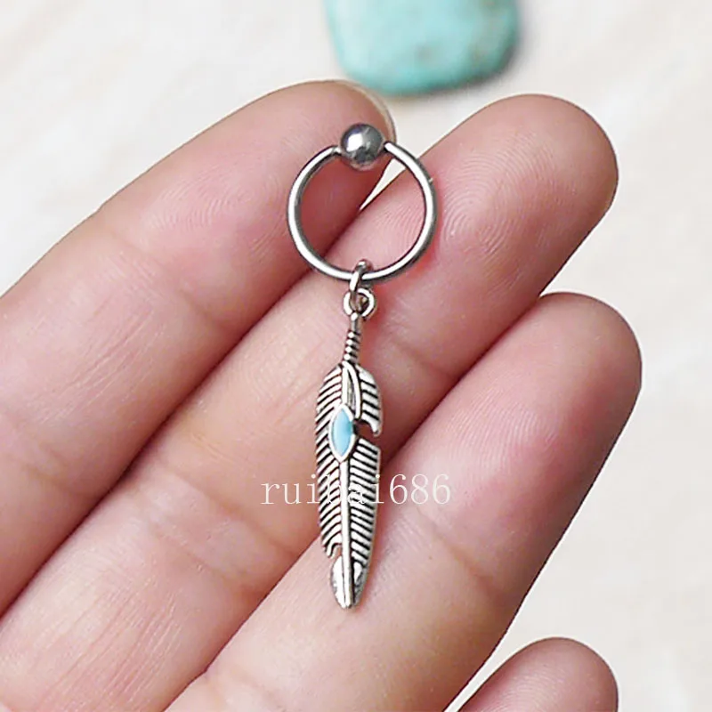 

2pcs Handmade Feather Helix Piercing ,Feather piercing jewelry,Ear Helix Cartilage jewelry