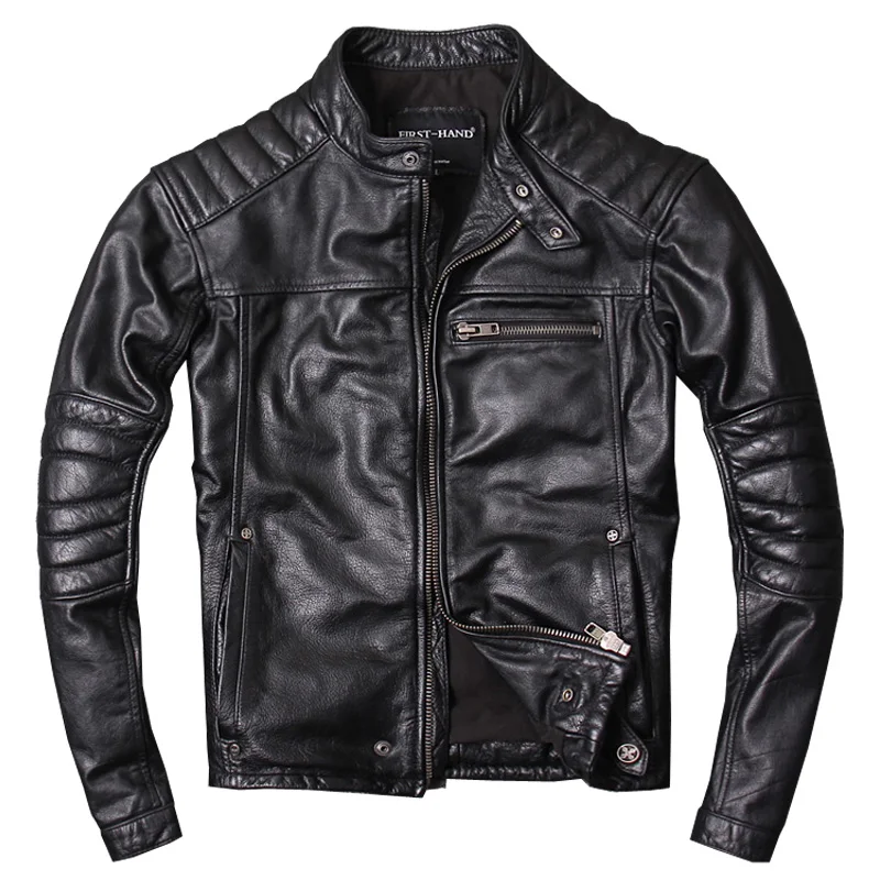 

HARLEY DAMSON Black Men Slim Fit Biker's Leather Jacket Plus Size XXXL Genuine Cowhide Fashion Short Motorcycle Leather Coat