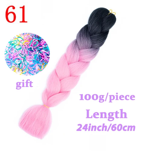 Miss парик Омбре вязанные крючком волосы огромные косы волосы синтетические волосы для наращивания для женщин розовый красный синий 102 цветов - Цвет: T1b/розовый