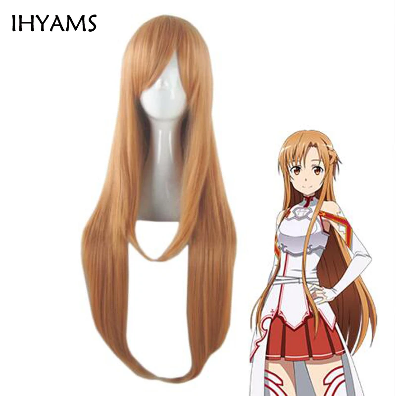 

Sword Art Online Yuuki Asuna Long wig Cosplay Costume Sao Yuki Asuna Synthetic Hair Halloween Party Role Play wigs + wig cap