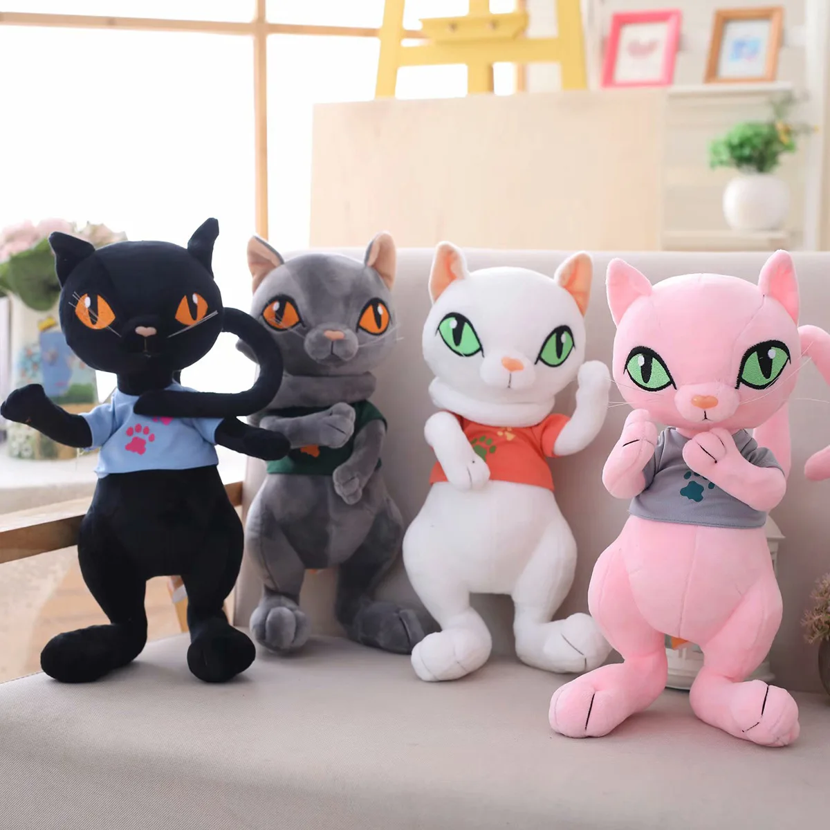 

Cute Big Eyes Cats Plush Toys New Creative Stuffed Animal Standing Long Tail Cat Plush Doll Children Toys Gifts