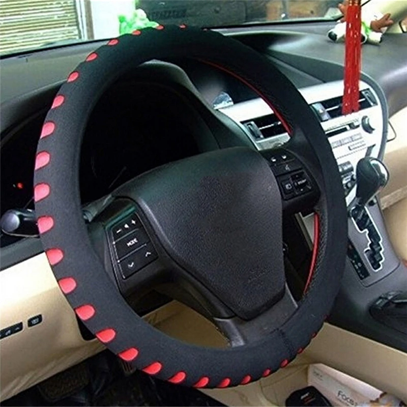DIY Car Steering Wheel Cover Multi Color Rubber PU Leather Auto Car