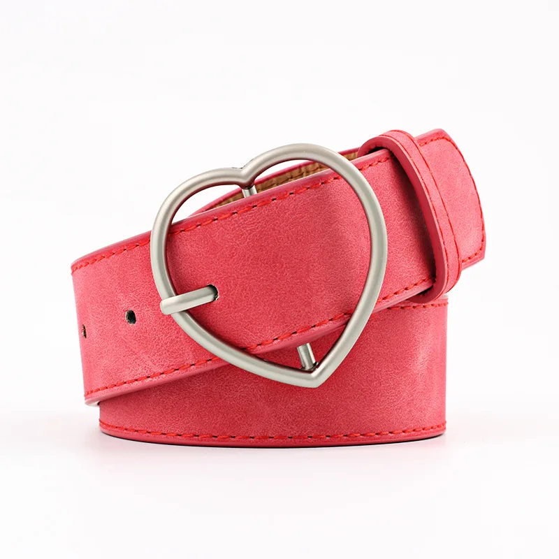 BLA модные матовые кожаные женские ремни с металлической пряжкой в форме сердца ремень для отдыха пояс для джинсов брюки платье Z30 - Цвет: red heart