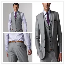 На заказ Светло-серый костюм жениха носит 3 шт.(куртка+ брюки+ жилет