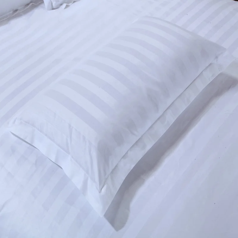 Hotel Supplies White Pure Cotton Pillowcases Satin 2 Pieces Solid Color