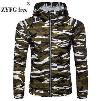 

2018 new style Sunscreen jacket Four seasons men's Casual Outwear Men Jackets Hooded Coat camo Windbreaker Clothing EU/US size