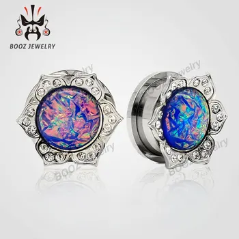 

KUBOOZ 18PCS Ear Stretcher Piercing Plug Expander Stainless Steel Lotus Dome Gauge Body Jewelry Earrings Fashion Gift Women Men