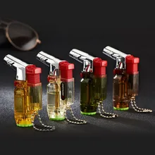 Visible Gas Torch Turbo Lighter Cigar Cigarettes Lighters gas Lightersmoking accessories Flame Electronic Lighter Butane trash can shaped butane gas lighter yellow