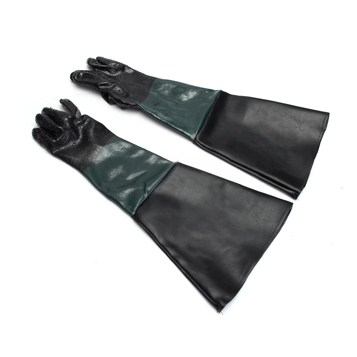 1 Pair Of Heavy Duty Gloves Soft PVC Vinyl Sandblasting Gloves 60cm For Sandblaster Sand Blast Cabinet Sandblasting Machine