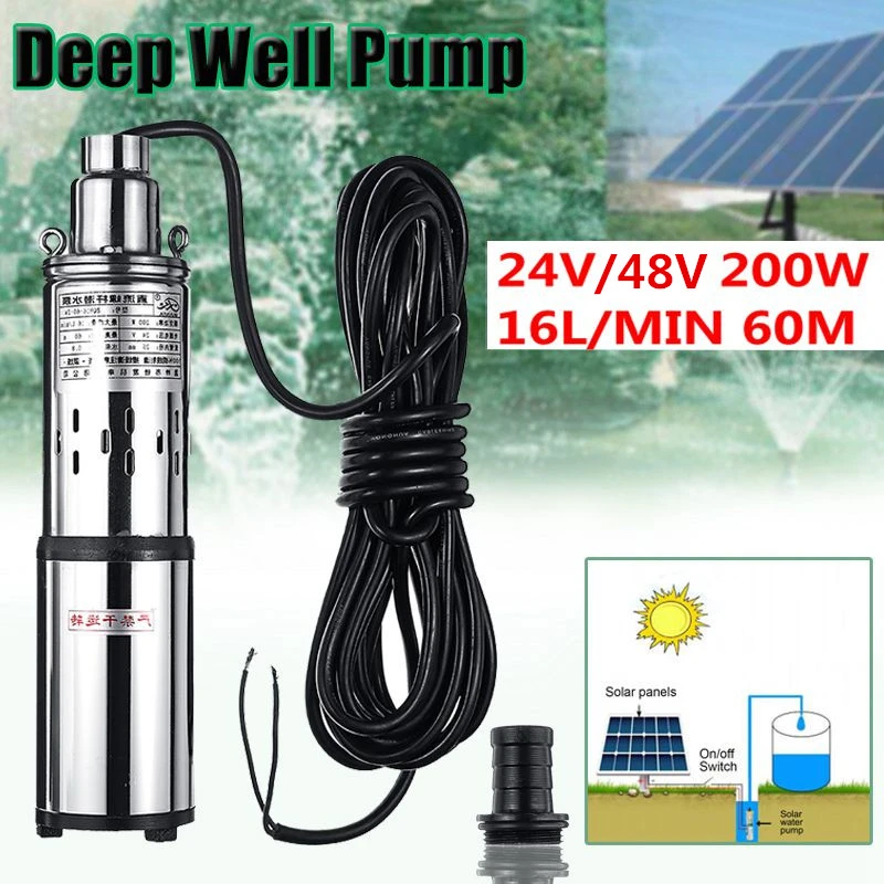 高リフト 60 メートル 48v 24v太陽水pumph深井戸ポンプdcネジ水中ポンプ灌漑ガーデンホーム農業 Pumps Aliexpress