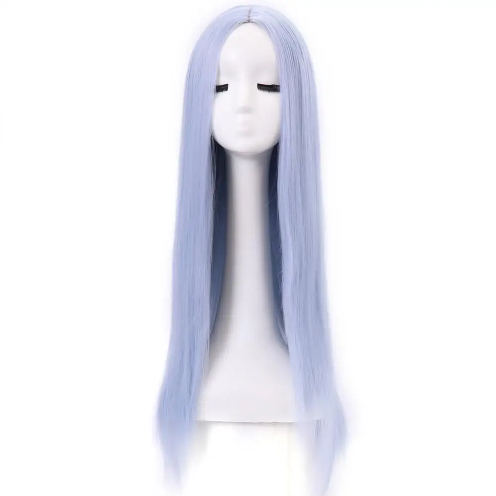 

BESTUNG Light Blue Wig Pastel Straight Long Wigs Middle Parting Synthetic Colored Halloween Cosplay Full Head Wigs