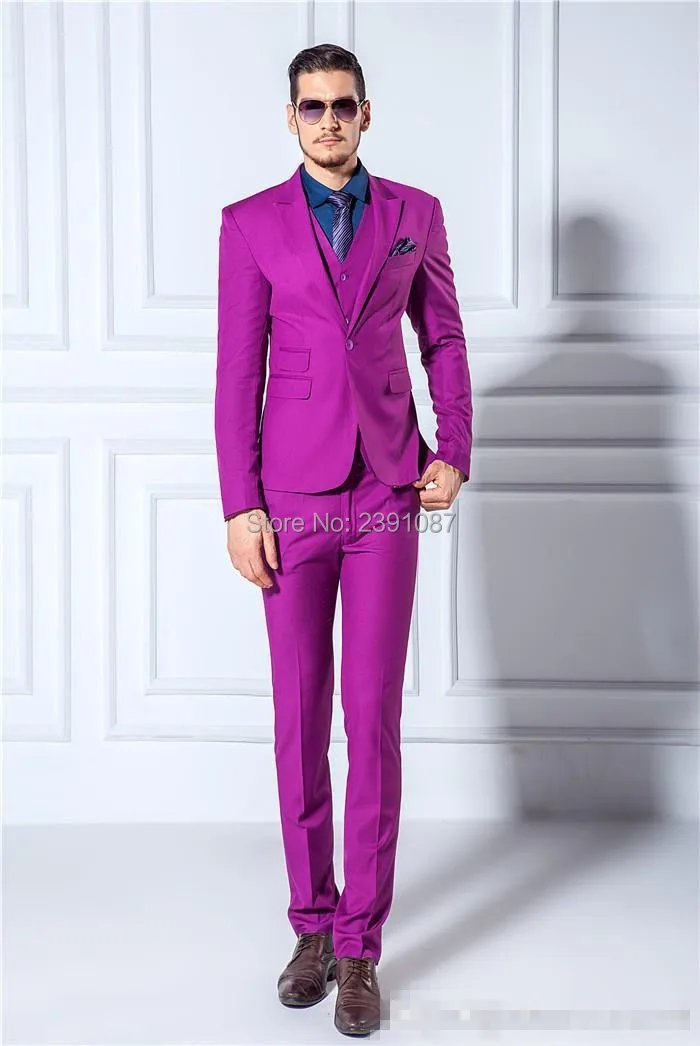 Jackets Pants Vest Men Suits Slim Blazers Tuxedo Groom Prom Purple Jackets Pants Vest Bow Tie Men Suits Slim Blazers Tuxedo Groom Prom Purple Wedding
