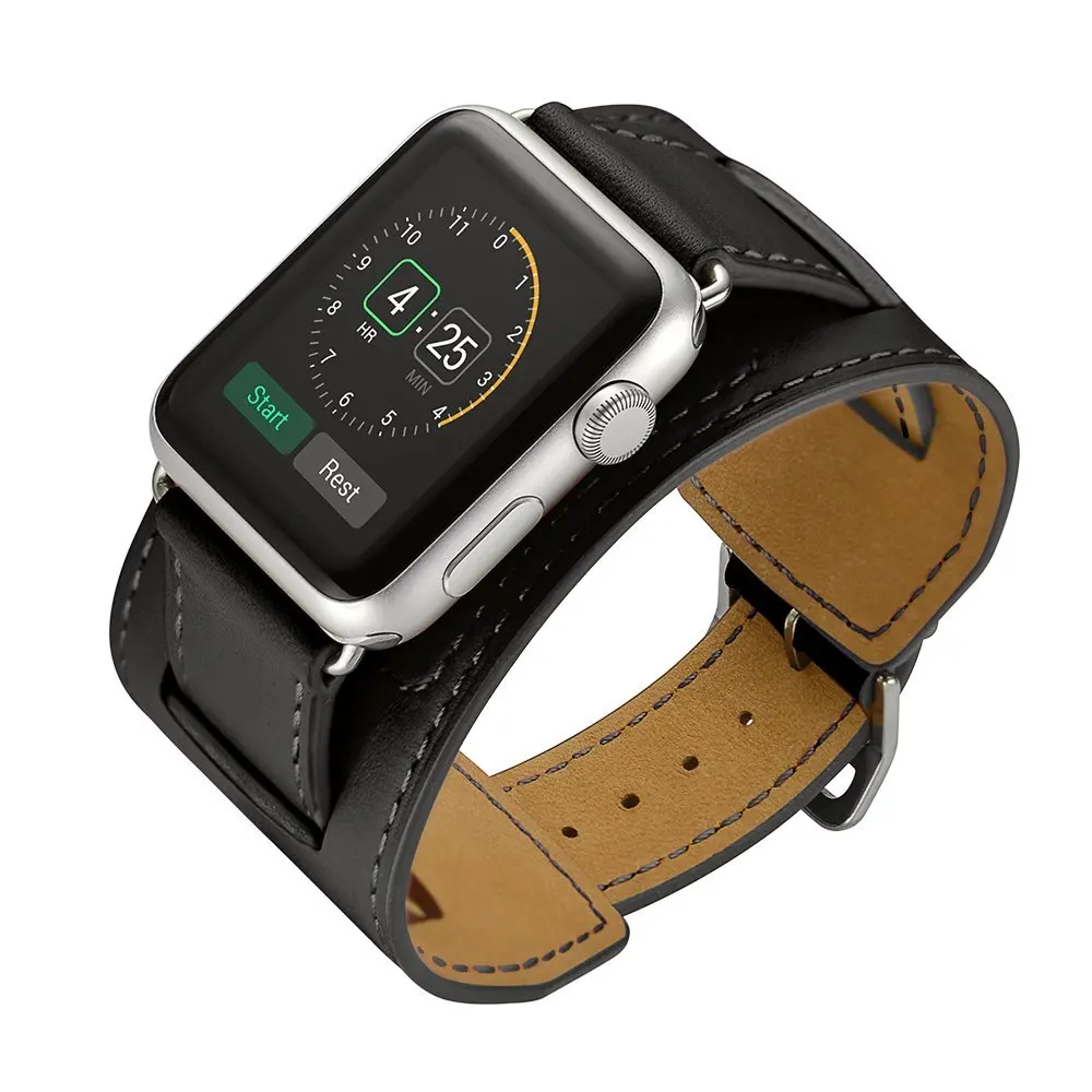 Браслет манжета для Apple watch band 44 мм 40 ремешок из натуральной кожи iwatch 42 38 apple series 3 4 5