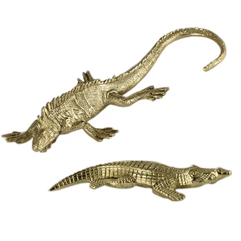 

Lizard Crocodile Copper Miniatures Figurines Little Metal Artificial Animal Home Decorations Handicrafts Desk Car Decor