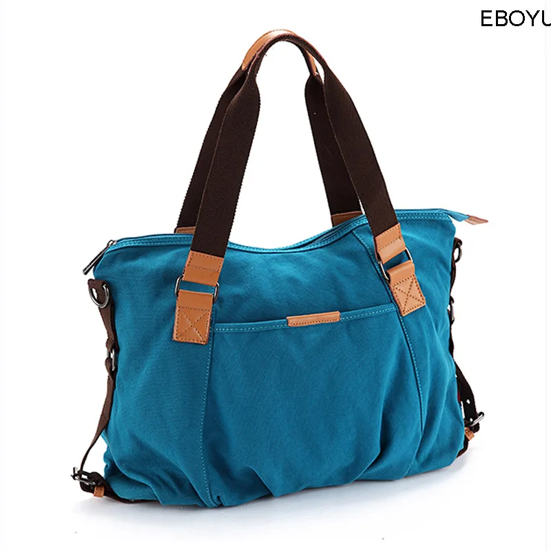

EBOYU Women's Ladies Vintage Casual Hobo Canvas Mulit-Pocket Daily Purses and Handbags Top Handle Shoulder Tote Shopper Handbag