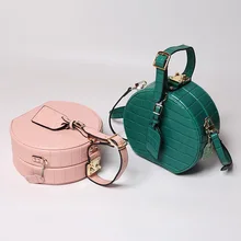 Круглая кожаная коробка с узором «крокодиловая кожа», уличная кожаная сумка на плечо, диагональная женская сумка, джокер, лето