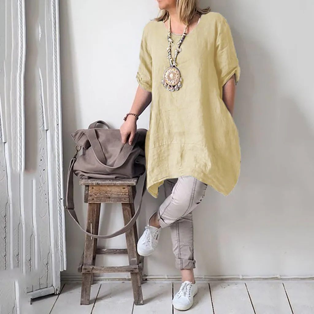 Женское свободное платье Лето Feitong для женщин Boho Стильное однотонное женское из