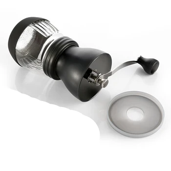 

Modern Look Manual Coffee Grinder Plastic Coffee Black Spice Mini Burr Mill High-quality Hand Shake Clear Container