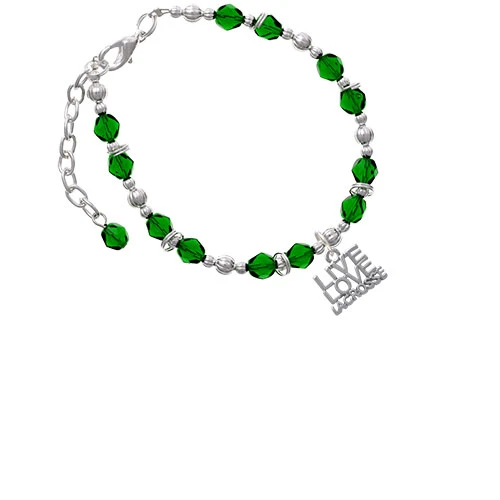 Live Love Lacrosse Green Beaded Bracelet