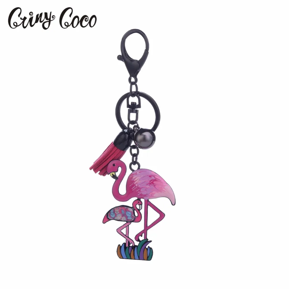 

2019 Cartoon Flamingo Pendant Keychain for Women Girls Colorful Enamel Animals Swan Charm Key Ring Female Bag Key Chains Keyring