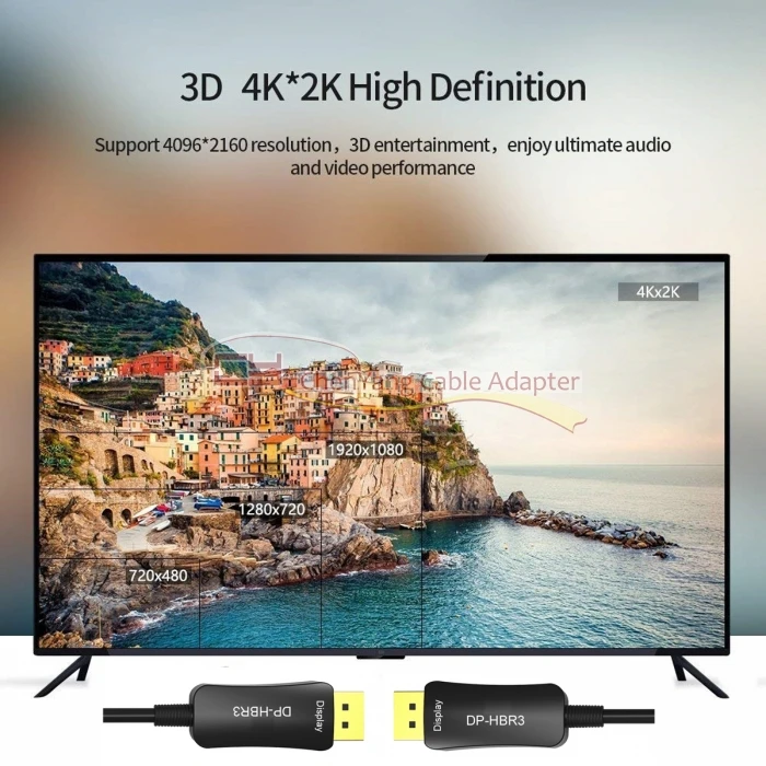 DP Displayport AOC кабель 2 м 5 м 10 м 20 м 50 м 100 м 200 м Активный волоконно-оптический быстрая передача ультра FHD 4 K 60 Гц