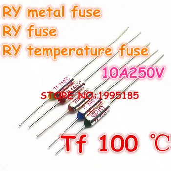 

RY 100pcs/lot New Micro thermal fuse 10A250V 100 Degrees 100 C Mini temp fuse metal shell Thermal Cutoff