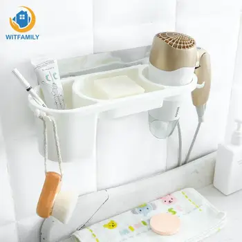

Toothbrush Holder Wall-Mounted Suction Bathroom Storage Holder Plastic Hair Dryer Drier Comb Holder Rack Stand Set Organizer
