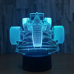 F1 гоночный 3d лампа 7 цветов светодиодный ночник для детей сенсорный Led Usb Таблица Lampara лампе для сна Ночная Led Сенсор свет