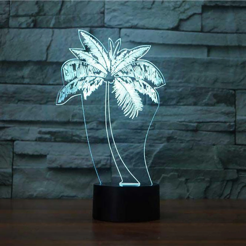 LED Palm Tree Modelling NightLight USB 3D Table Lamp Fashion Bedroom