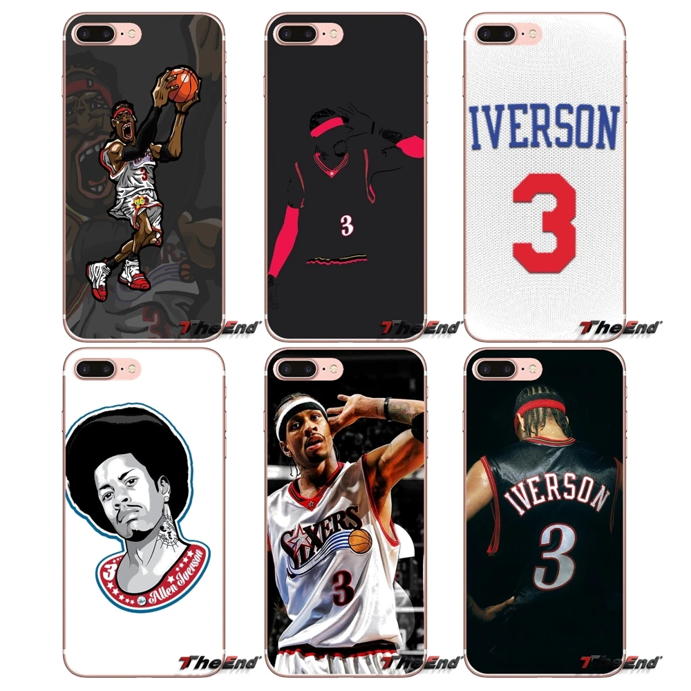 

basketball star Allen Iverson 3 Soft Cases For iPhone XS Max XR X 4 4S 5 5S 5C SE 6 6S 7 8 Plus Samsung Galaxy J1 J3 J5 J7 A3 A5