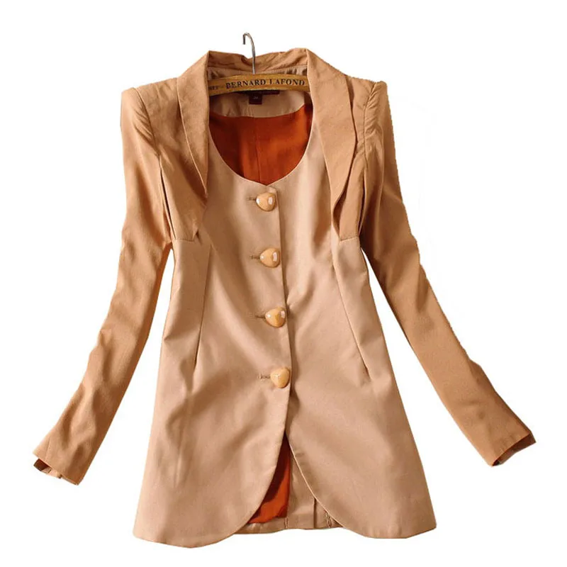 

Blaser Feminino New Spring Autumn Blazer Women coat Vintage Single Breasted Long Sleeve Slim Medium-long Woman Suit Jacket