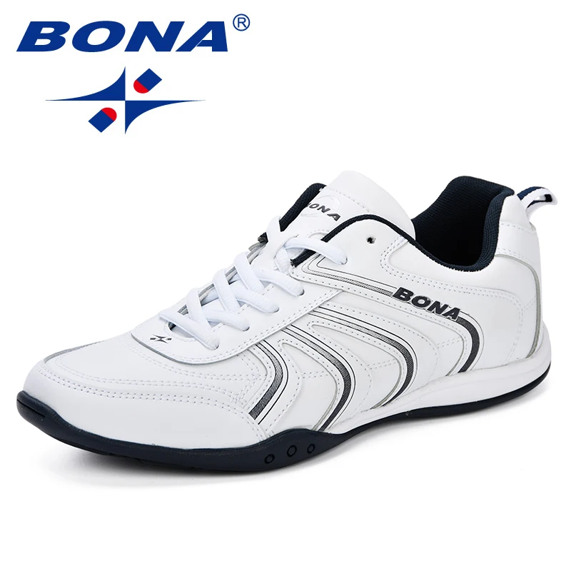Koop BONA Nieuwe Klassiekers Stijl Mannen Loopschoenen Lace Up Mannen Sportschoenen Lederen Mannen Outdoor Jogging Schoenen Comfortabele Sneakers Schoen