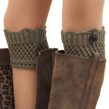 

Women Winter Leg Warmers Acrylon Wool Crochet Hollow Knit Boot Socks Toppers Cuffs