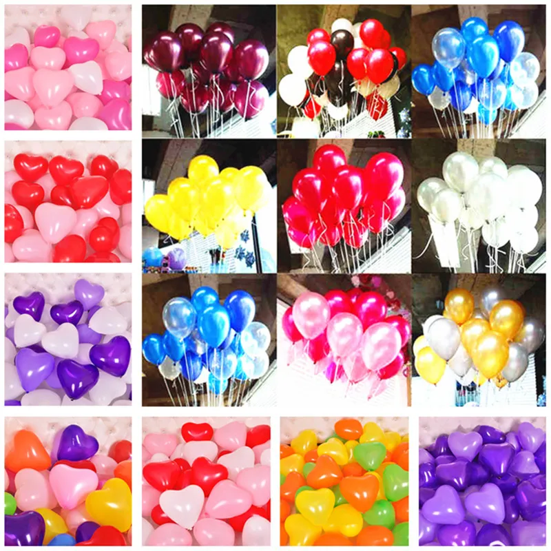 

10pcs 2.2g 12inch Pearl Gold Silver Black Latex Balloons Heart Birthday Wedding Party Decorations Air Helium Balls Kids Supplies