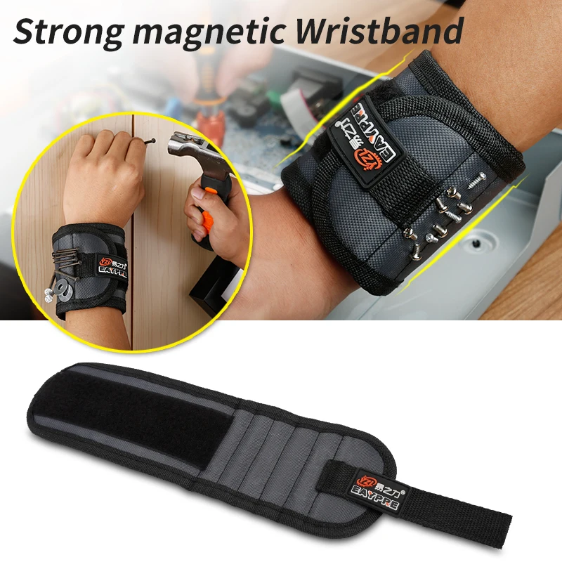Polyester Magnetic Wristband Portable Tool Bag Electrician Wrist Tool Belt Screws Nails Drill Bits Holder Repair Tools