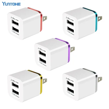 

100pcs/lot Colorful 2A+1A US Plug AC Power Adapter Home Trave Wall 2 port dual USB Charger for iPhone 5 6 plus 7 for Samsung HTC