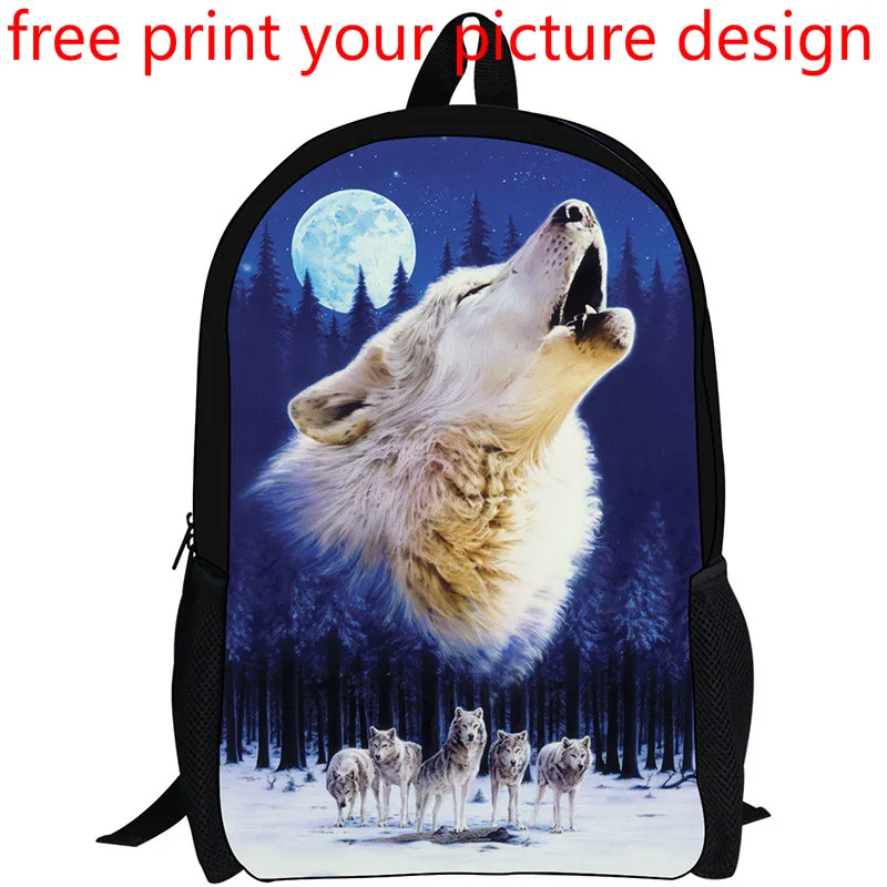 

picture photo custom 3D effect creative animal pattern print customized personality DIY backpack school student bag backpack
