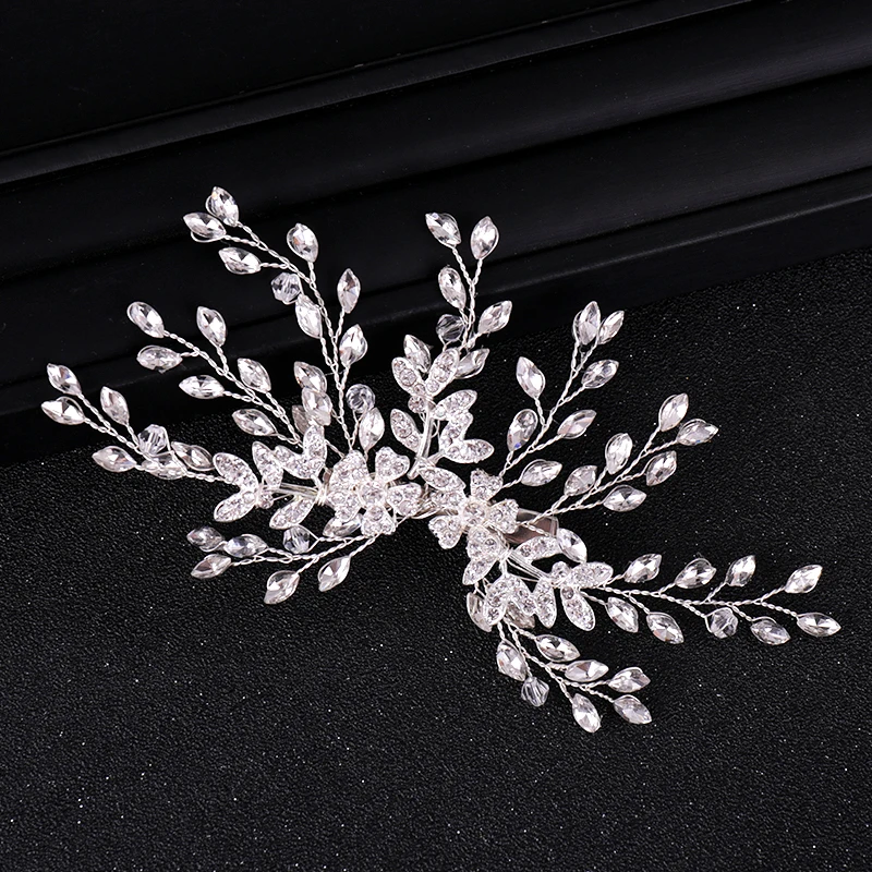 Buy Crystal Wedding Hair Accessories Silver Rhinestone Fashion Tiara Hair Clips