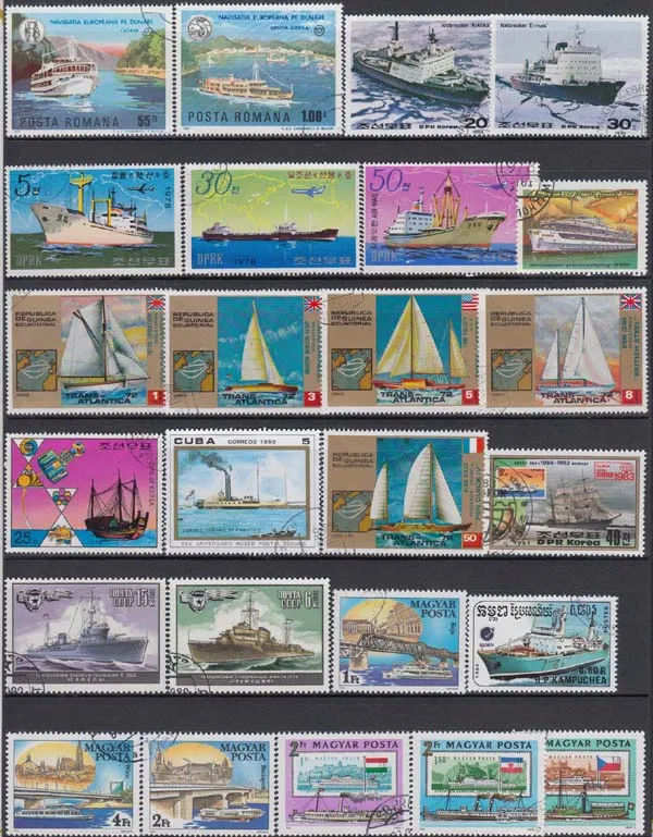 50 шт./лот лодка корабль парус все разные из многих стран без повтора неиспользованные почтовые марки для сбора
