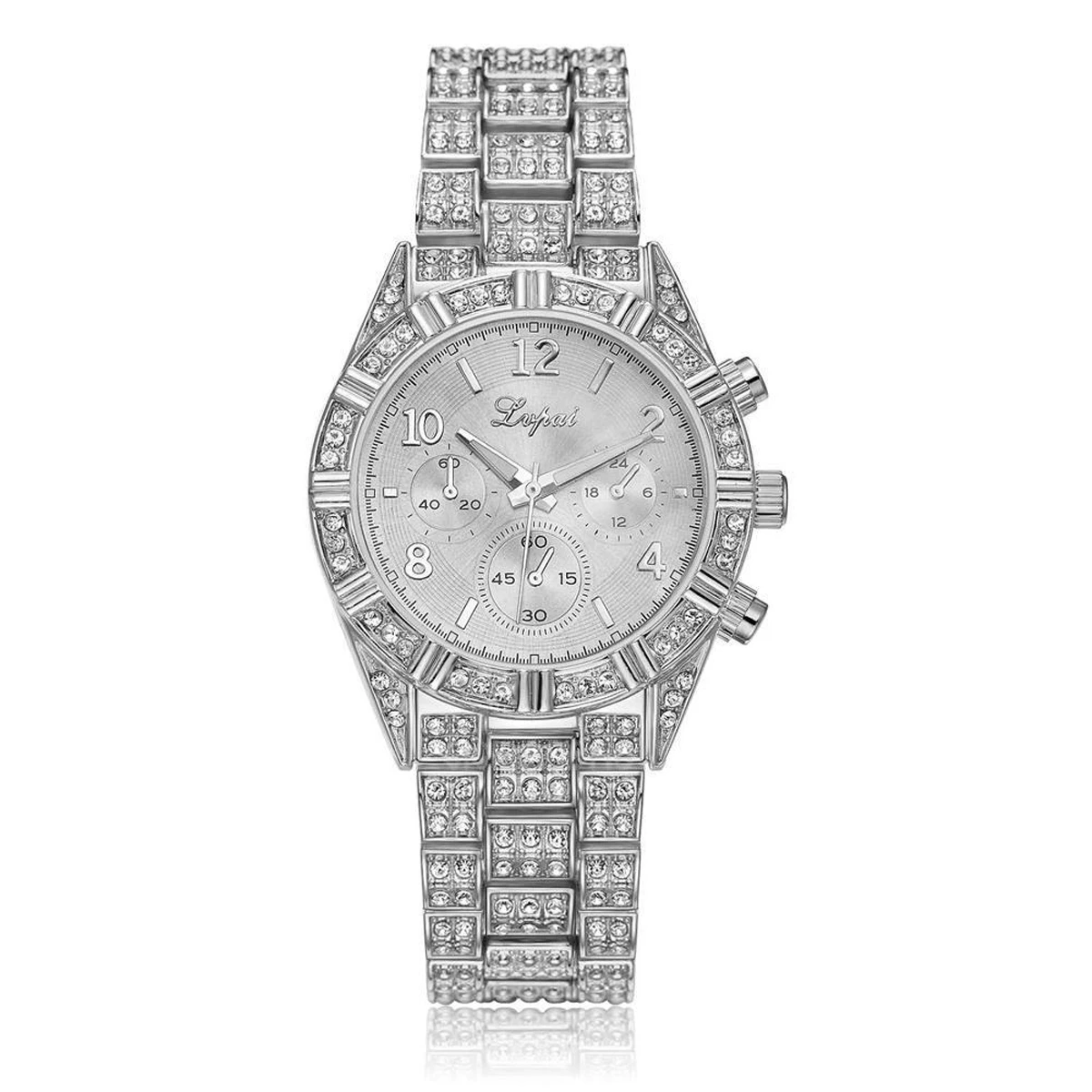 

Luxury Bling Stainless Steel Full Crystal Rhinestone Watch Women Silver Gold Bracelet Dress Quartz Wristwatches Horloges Vrouwen